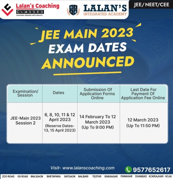 JEE Mains 2023 Session 2 Application Form | Available On Jeemain.nta ...