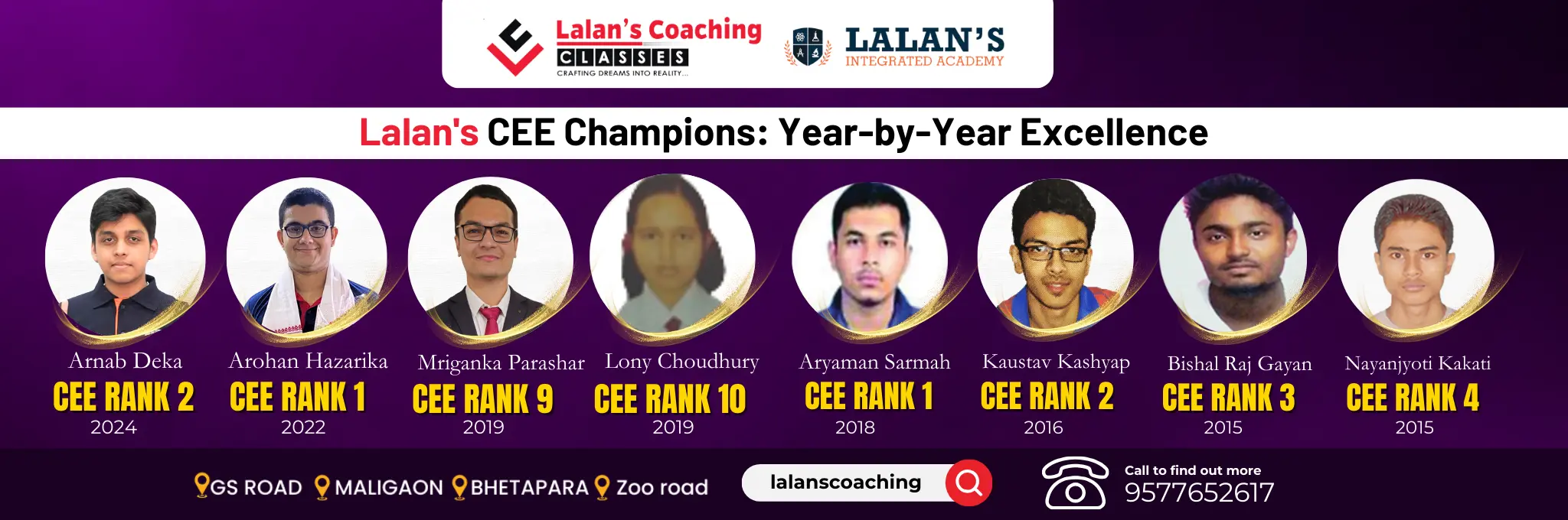 Lalans Assam CEE 2024 Champions Year-by-Year Excellence