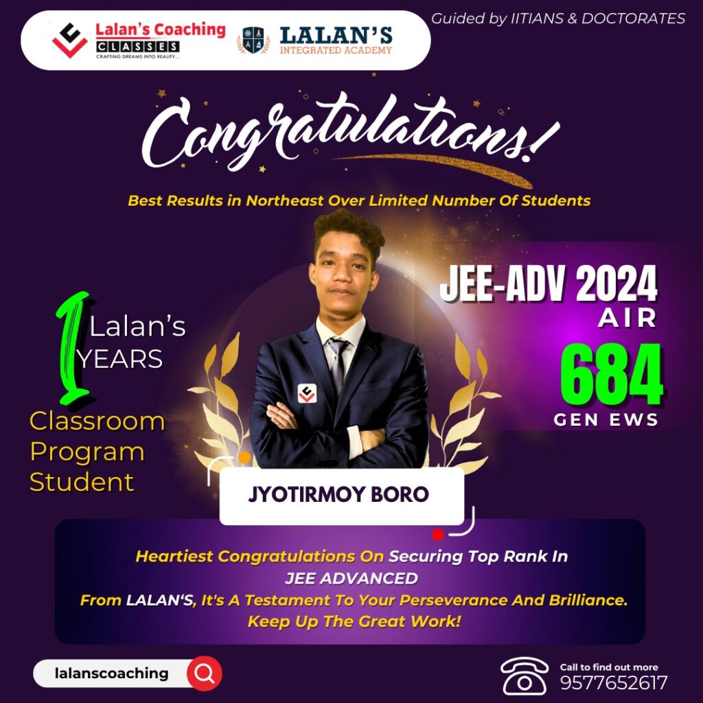 Lalans Coaching Classes JEE Advanced 2024 Result - Jyotirmoy Boro